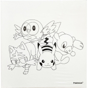 Pokémon กรอบภาพระบายสีผ้าแคนวาสพร้อมชุดสี (ลายกลุ่ม 4 ตัว)